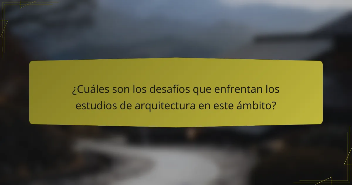 ¿Cuáles son los desafíos que enfrentan los estudios de arquitectura en este ámbito?